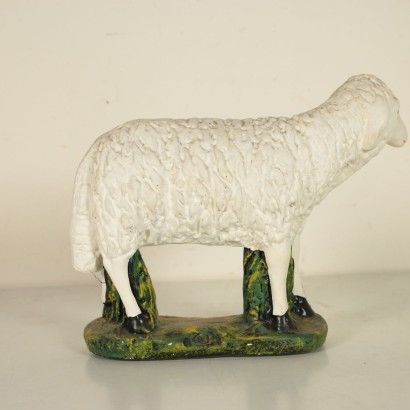 Nativity Statues Sheeps Stucco Beads Italy 20th Century