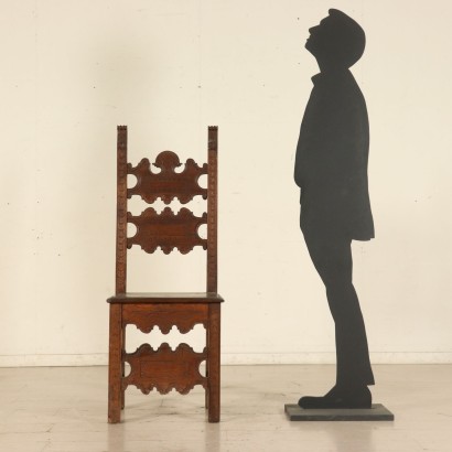 Neo-Renaissance Walnut Chair Manufactured in Italy Late 1800s