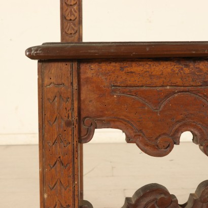 Neo-Renaissance Walnut Chair Manufactured in Italy Late 1800s