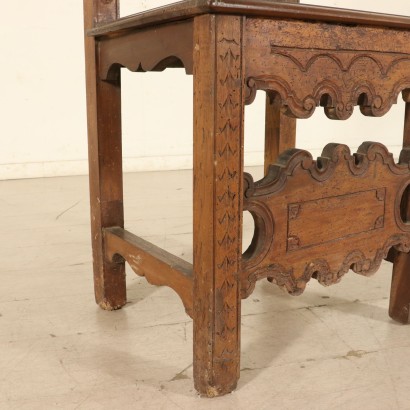 Neo-Renaissance Walnut Chair Manufactured in Italy Late 1800s
