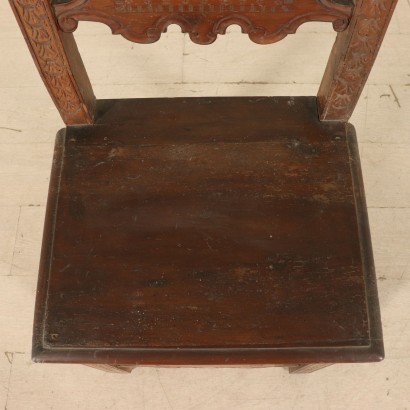 Neo-Renaissance Walnut Chair Manufactured in Italy Late 1800s