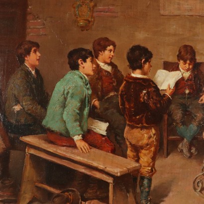 Scène de genre Francesco Bergamini Huile sur Toile XIXeme siècle