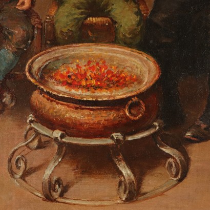 Scène de genre Francesco Bergamini Huile sur Toile XIXeme siècle
