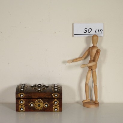 Boîte Loupe Noyer Bronze Pâte de verre Papier Tissu Dernier quart '800