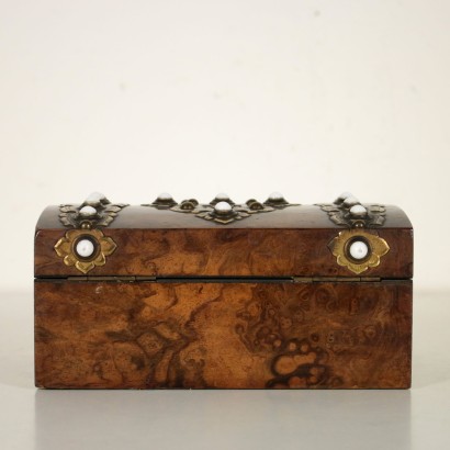 Boîte Loupe Noyer Bronze Pâte de verre Papier Tissu Dernier quart '800