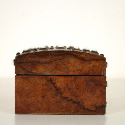 Boîte Loupe Noyer Bronze Pâte de verre Papier Tissu Dernier quart '800