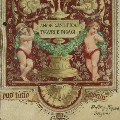 Allégorie de l'Amour sacré Angelo Foppa Tempera Or Parchemin '800