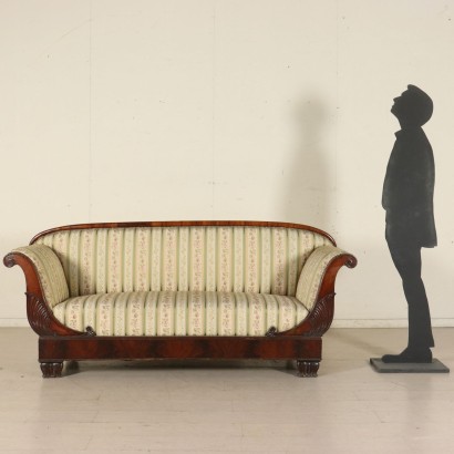 Carved Antique Sofa Mahogany Italy Second Quarter of 1800s