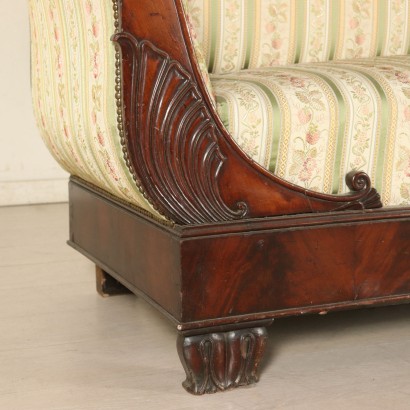 Carved Antique Sofa Mahogany Italy Second Quarter of 1800s