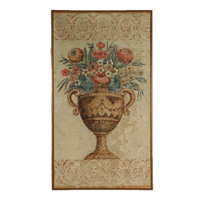 Alte malerei-Faux-riss, der von fresken mit blumentopf