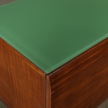 Buffet Placage Acajou Verre Formica Laiton Italie Années 50