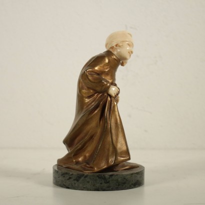Petite Statue Bronze doré Ivoire Marbre Fin '800