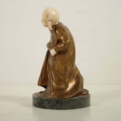 Petite Statue Bronze doré Ivoire Marbre Fin '800
