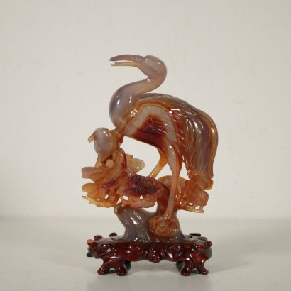 Agate Sculpture Depicting a Crane China First Quarter of 1900s