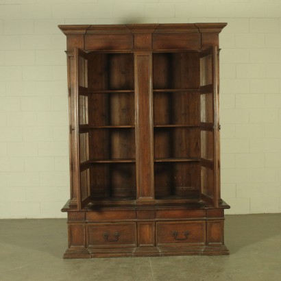 Antiquitäten, Bücherregal, antike Bücherregale, antikes Bücherregal, antikes italienisches Bücherregal, antikes Bücherregal, neoklassizistisches Bücherregal, Bücherregal aus dem 20. Jahrhundert, zweitüriges Bücherregal.