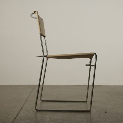 Set of Chairs by Enzo Mari Metal Fabric Vintage Italy 1980s-1990s