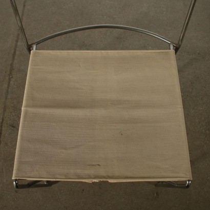 Set of Chairs by Enzo Mari Metal Fabric Vintage Italy 1980s-1990s