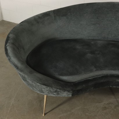 Canapé Style Federico Munari Mousse Velours Laiton Italie Années 50-60
