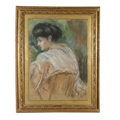 Arte Ottocento - Ritratto Femminile di Emilio Gola