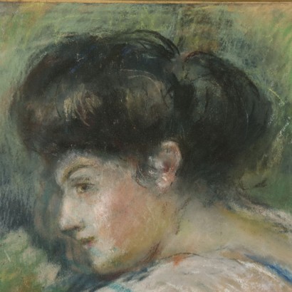 Arte Ottocento - Ritratto Femminile di Emilio Gola - Particolare