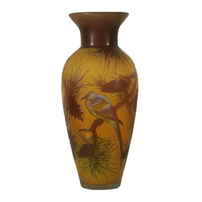 Vase en Style Paul Nicolas Verre Décoration Polychromé '900
