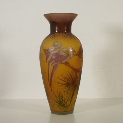 Vase en Style Paul Nicolas Verre Décoration Polychromé '900