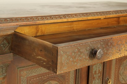 Bottega del 900, neo-Renaissance, neo-Gothic chest of drawers, chest of drawers, 900 Walnut