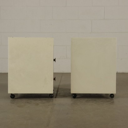 Pair of Nightstands with Wheels by De Carli for Sormani Wood Glass 60s