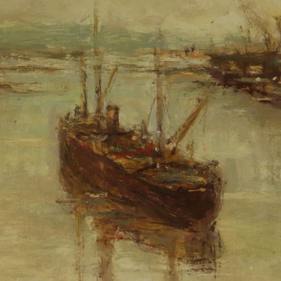 Paysage de Giulio Cesari Huile sur Carton Années 50-60