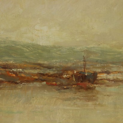 Paysage de Giulio Cesari Huile sur Carton Années 50-60