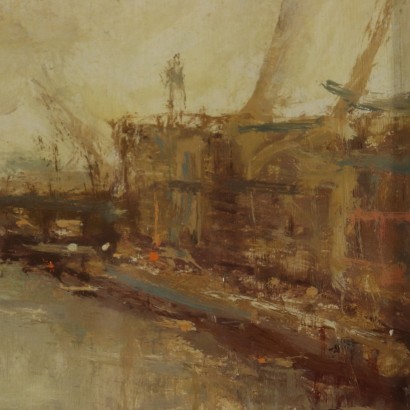 Paysage de Giulio Cesari Huile sur Carton Années 50-60