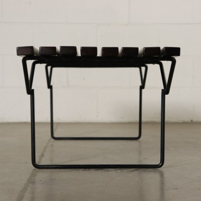 Banc Harry Bertoia Métal Bois teint Vintage Italie Années 60