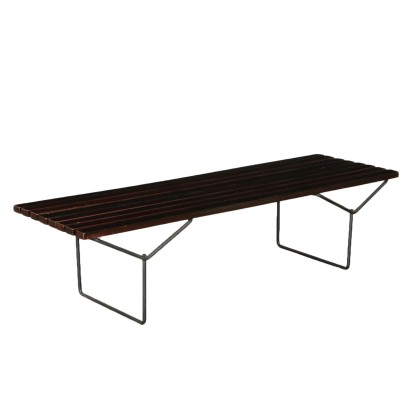 Banc Harry Bertoia Métal Bois teint Vintage Italie Années 60