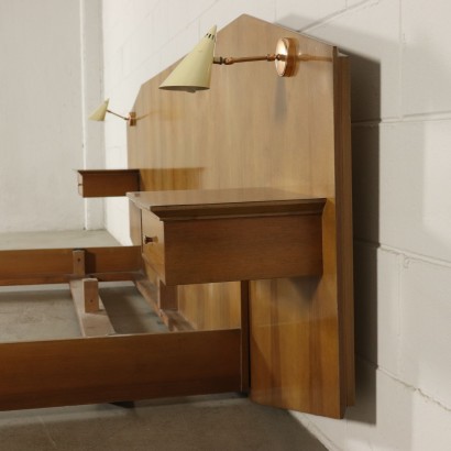 Lit Double Placage de Noyer Formica Laiton Italie Années 60