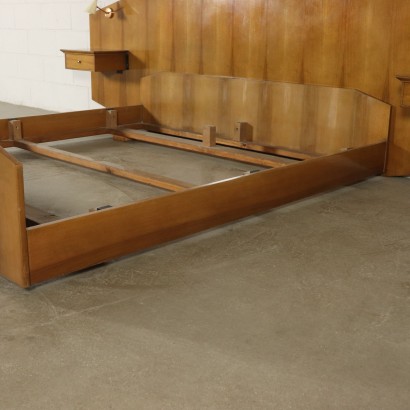 Lit Double Placage de Noyer Formica Laiton Italie Années 60
