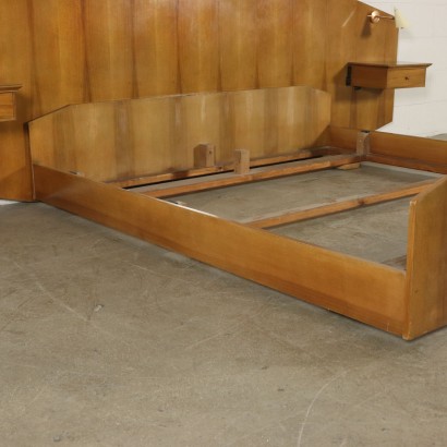 Lit Double Placage de Noyer Formica Laiton Italie Années 60