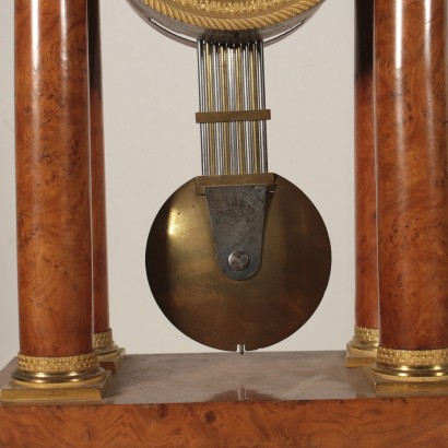 Portico Clock Gaston Jolly a Paris Elm Burl Veneer France 19th Century