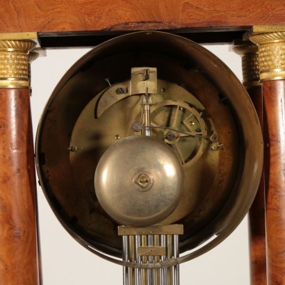 Portico Clock Gaston Jolly a Paris Elm Burl Veneer France 19th Century