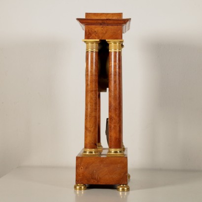 Portico Clock Gaston Jolly a Paris Elm Burl Veneer France 19th Century