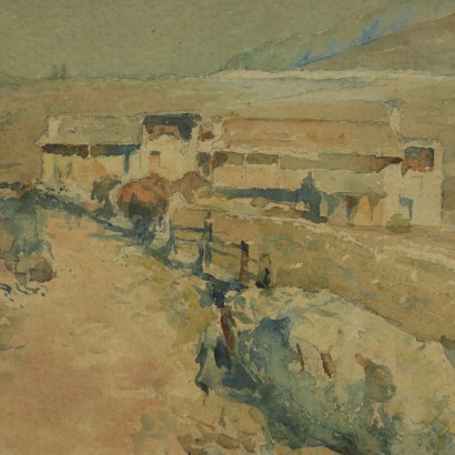 Paysage de Montagne Luigi Bocca Aquarelle sur Papier Italie '900