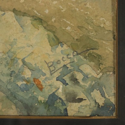 Paysage de Montagne Luigi Bocca Aquarelle sur Papier Italie '900