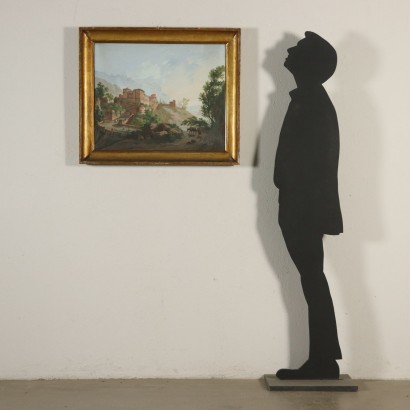 Landschaft mit Schloss und Figuren