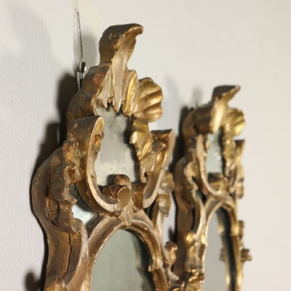 Pair of Wall Mirrors Gilded Wood Italy First Half of 1700s