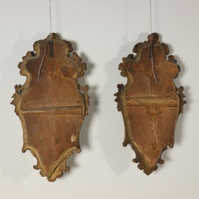 Pair of Wall Mirrors Gilded Wood Italy First Half of 1700s