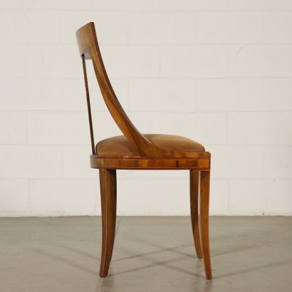 Set of Six Revival Gondola Chairs Maple Inlays Italy Mid 1900s