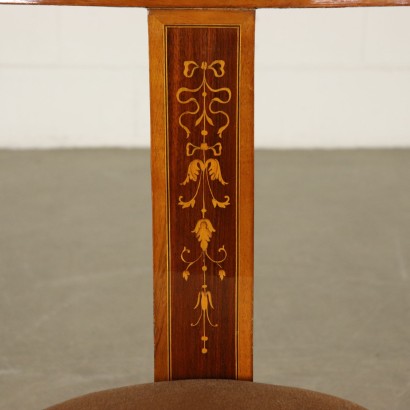 Set of Six Revival Gondola Chairs Maple Inlays Italy Mid 1900s
