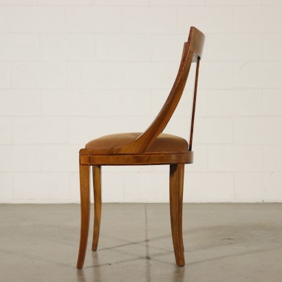 Set of Six Revival Gondola Chairs Maple Inlays Italy Mid 1900s