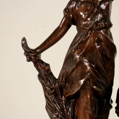 Pendule de Table Marbre Antimoine Bronze Métal France '900