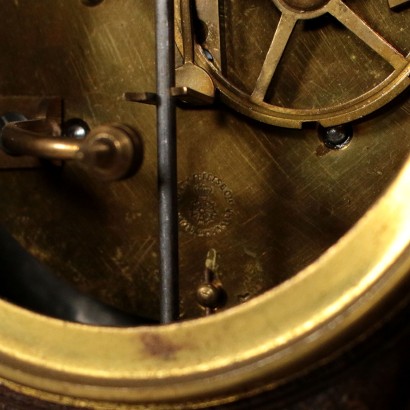 Pendule de Table Marbre Antimoine Bronze Métal France '900