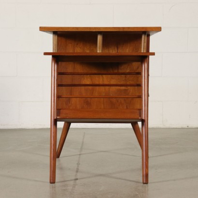 Writing Desk with Drawer Teak Veneer Vintage Argentine 1950s